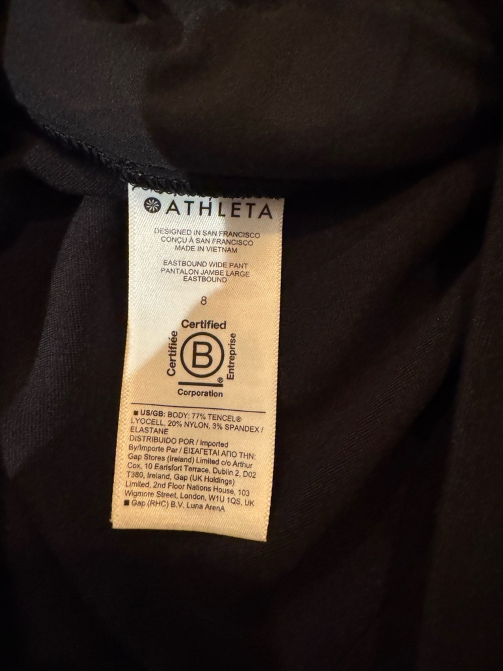 Athleta Eastbound Black Boot-Cut Ponte Pull-On Pants, size 8 - Picture 5 of 7